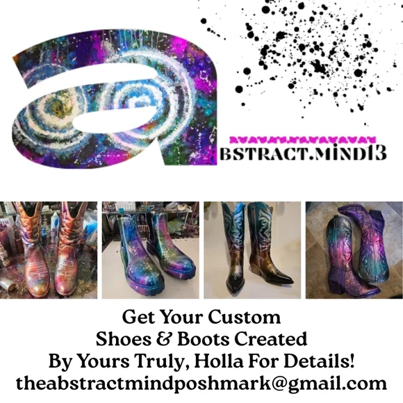 HANDCRAFTED Upcycled Leather Boots HANDPAINTED Size 9M Ankle Bootie Wearable Art - Picture 16 of 16